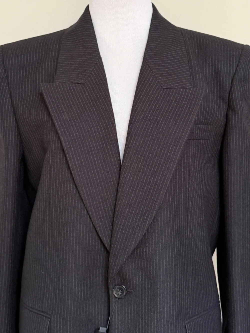 Saint Laurent YSL Black Micro Pinstripe Wool Tailleur Blazer Jacket